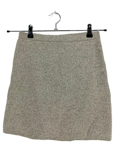 ZARA Strickrock Damen Gr. S Minirock Beige Meliert Wolle Polyamid