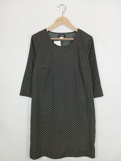 AMBRIA Blusenkleid Damen Gr. 40/L Schwarz Gemustert Klassisch Elegant