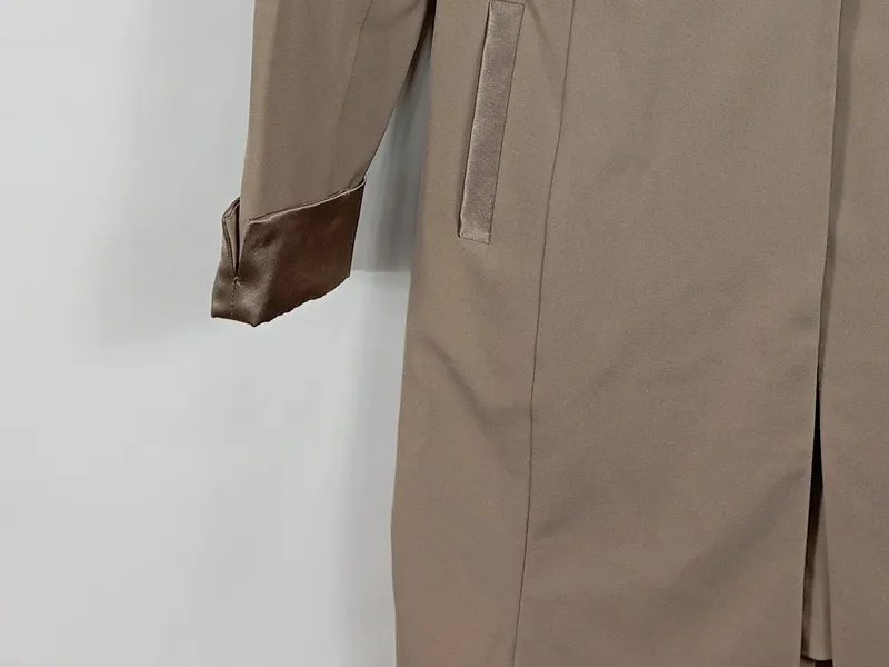 Ashley Brooke Damen Blazer Longblazer Gr. 38 Beige Satin-Details Elegant 4