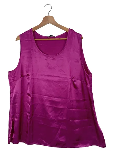 ULLA POPKEN Damen Bluse Lila Gr. 50/XXL Casual Ärmellos Polyester