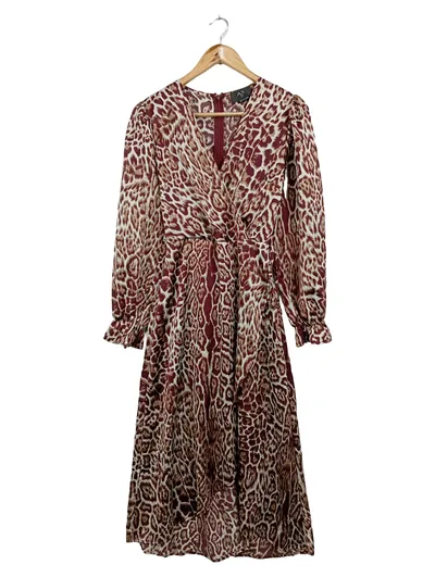 AX PARIS Damen Etuikleid Wickelkleid Gr. 36/S Mehrfarbig Animal-Print Midi