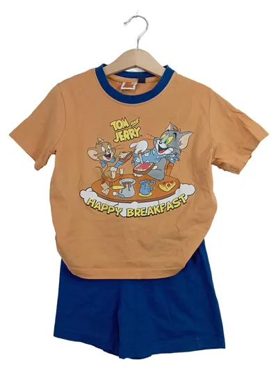 Tom & Jerry Kinder Schlafanzug Pyjama Set Kurz Shorty Baumwolle Gr. 104 Orange