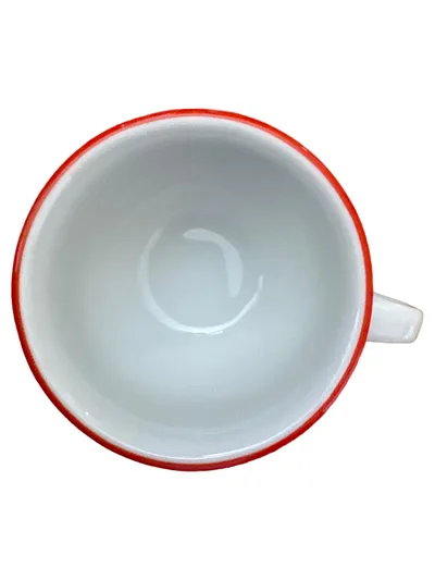 Alföldi Porcelan Kaffeetasse Rot Weiß Porzellan Ungarn 250ml