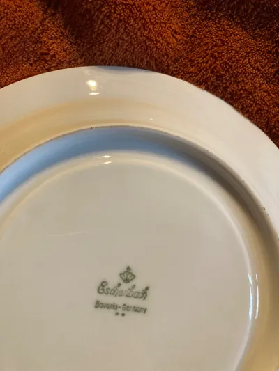 Eschenbach Bavaria Untertasse Porzellan Weiß Gold Rot Elegant