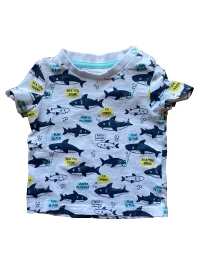 Baby Club T-Shirt Gr. 68 Mehrfarbig Hai Tiermotiv Kurzarm Baumwolle