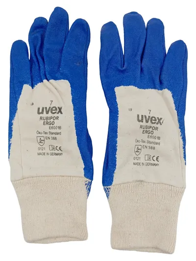 UVEX Rubipor Ergo E6001B Arbeitshandschuhe Größe 7 Blau Unisex Schutzhandschuh