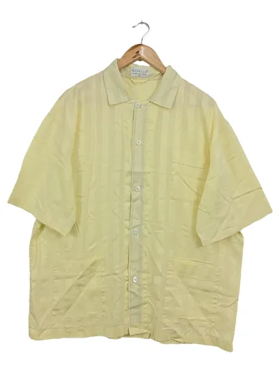 NOVILA Freizeithemd Herren Gelb Gestreift Kurzarm Gr. 54/XXL Baumwolle Casual