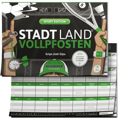 Stadt Land Vollpfosten Sport Edition Denkriesen Partyspiel Spielblock ab 12