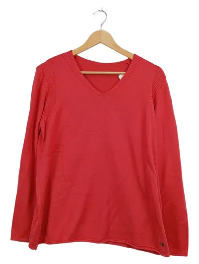 Olsen Damen Pullover V-Ausschnitt Rot Strick Langarm Gr. L/42