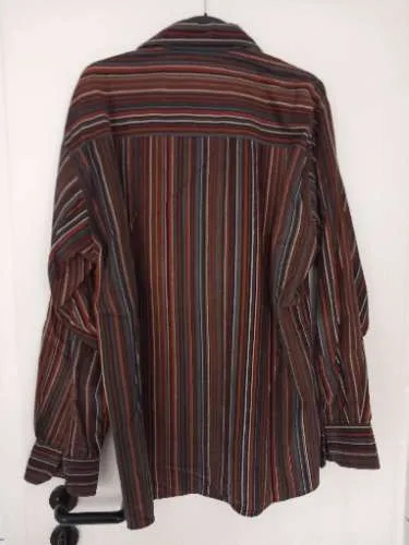 Engbers Herren Freizeithemd Gestreift Braun Langarm Baumwolle Gr. XL