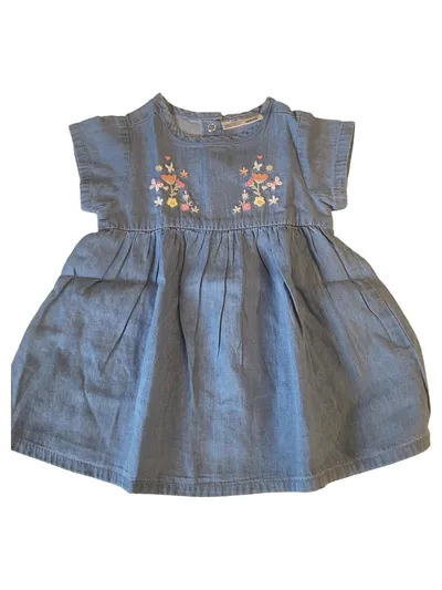 Ergee Jeanskleid Mädchen Gr. 68 Blau Blumenmuster Baumwolle Sommerkleid