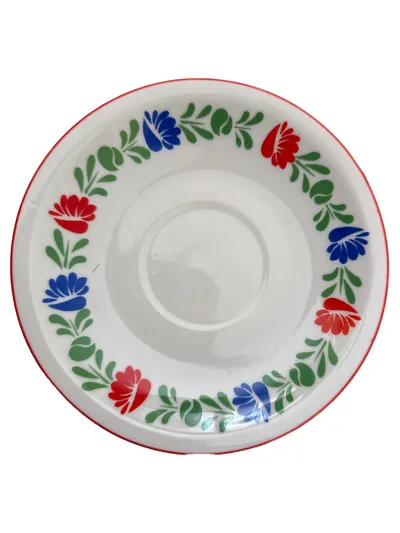 Alföldi Porcelan Unterteller Blumenmuster Rot Blau Grün 14,5 cm Vintage