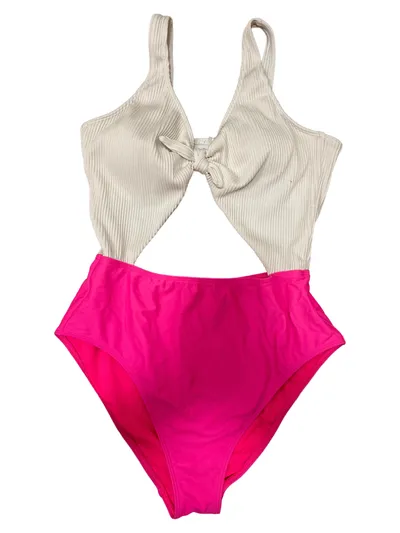 Hollister Damen Badeanzug L Mehrfarbig Strukturmuster Rippstrick