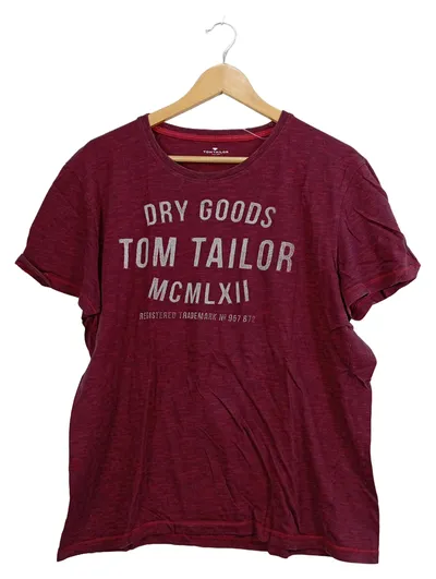 Tom Tailor Herren T-Shirt Gr. L Rot Dry Goods Print Baumwolle