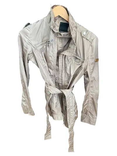 Coconuda Damen Leichte Jacke Gr. 36/S Beige Casual Gürtel Reißverschluss