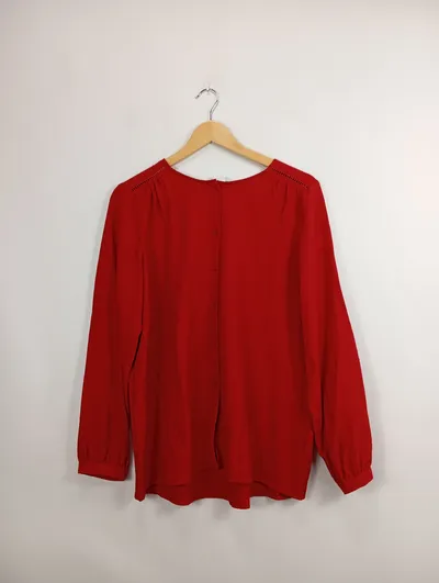 Street One Damen Bluse Langarm Rot Struktur Gr. 40 L Freizeit