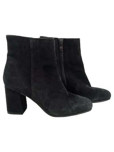 5th Avenue Damen Stiefelette Schwarz Wildleder Gr. 38 Blockabsatz Elegant