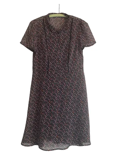 edc Damen Freizeitkleid Sommerkleid Gr. 34 Schwarz Blumenmuster Casual