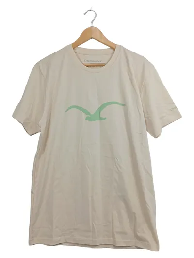 Cleptomanicx T-Shirt Herren L Beige Möwe Logo-Print Baumwolle