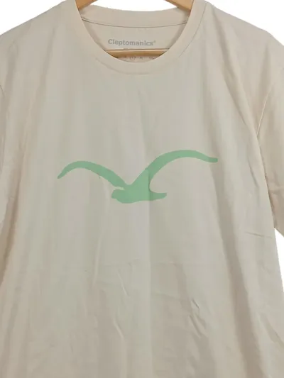 Cleptomanicx T-Shirt Herren L Beige Möwe Logo-Print Baumwolle