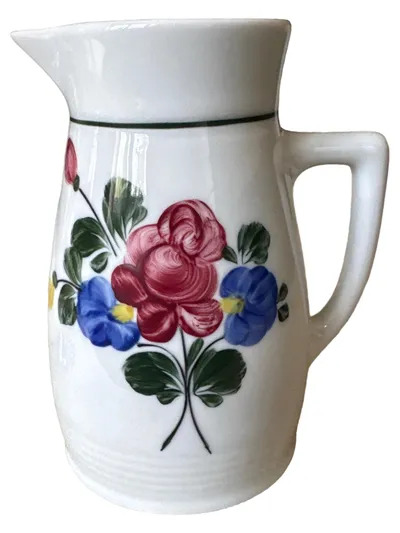 Lilien Porzellan Krug Kanne Weiß Blumenmuster Klassisch Porzellan