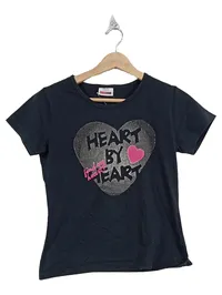 CRASH ONE Mädchen T-Shirt Gr. 158/164 Schwarz Herz Glitzer Print 1