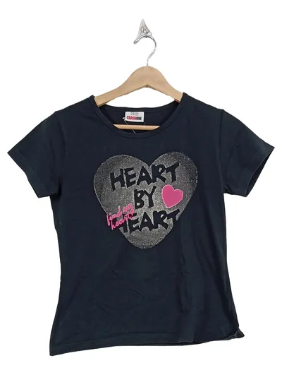 CRASH ONE Mädchen T-Shirt Gr. 158/164 Schwarz Herz Glitzer Print