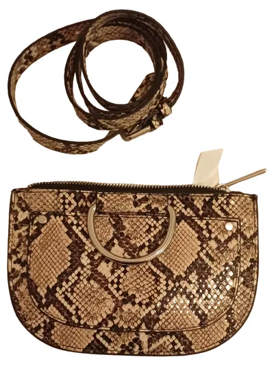 Zara Gürteltasche Schlangenmuster Damen Crossbody Braun Beige NEU
