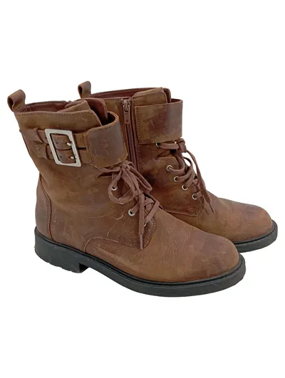 CLARKS Damen Stiefel Braun Gr. 37.5 Casual Outdoor Leder Schnürung