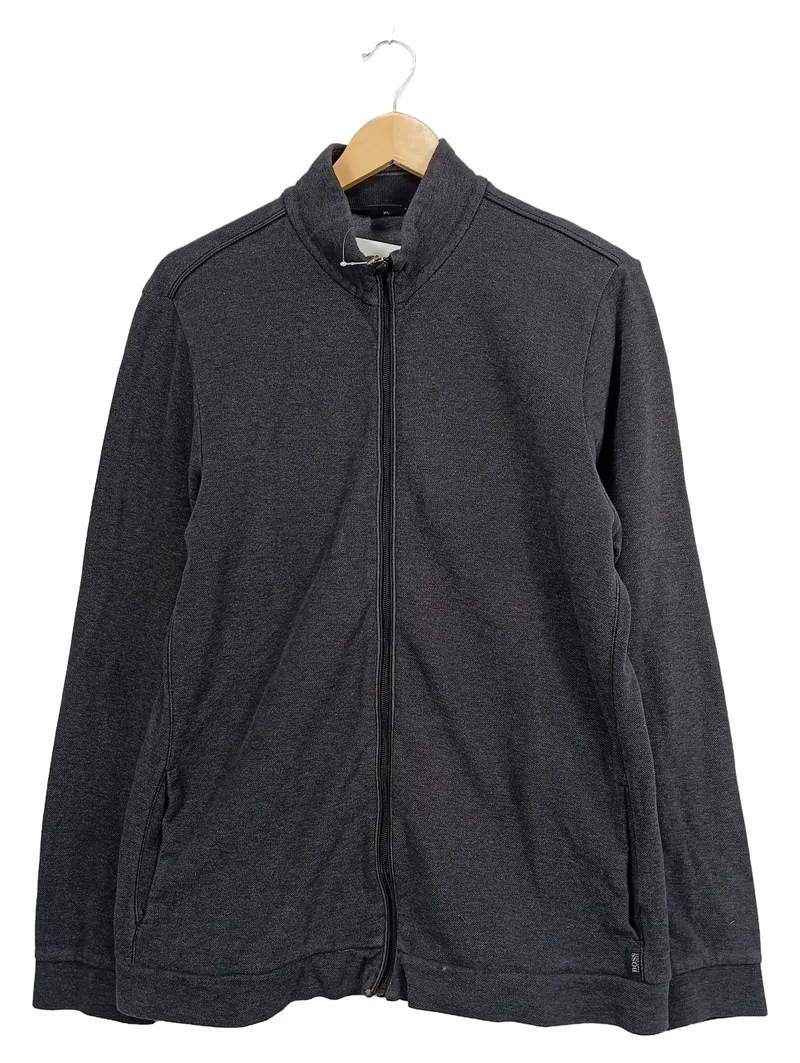 HUGO BOSS Herren Sweatjacke Gr. XL Grau Baumwolle Reißverschluss 1