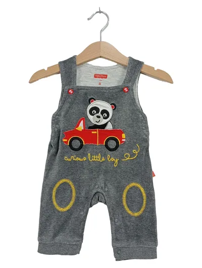 FISHER-PRICE Einteiler Baby Jungen Gr. 56 Grau Casual Panda Auto Motiv