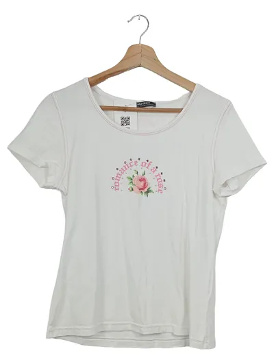 CARLO COLUCCI Damen T-Shirt Gr. 38 Weiß Casual Florales Muster