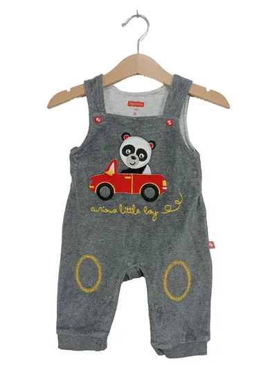FISHER-PRICE Einteiler Baby Strampler Grau Gr. 62 Panda Auto Jungen