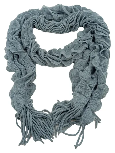 CECIL Damen Schal Strickschal Grau Fransen Strukturmuster 280 cm Lang