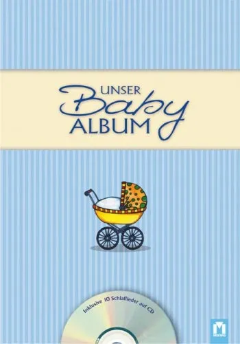 Baby Fotoalbum Blau mit CD 10 Schlaflieder Klassisch Geschenk Geburt