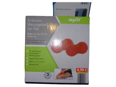 Topfit Erdnuss Massageball 2er Set Rot Faszienball Triggerpunkt 14x7,5cm