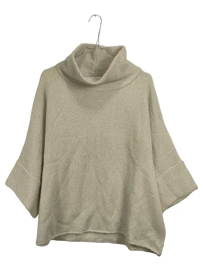 MANGO Damen Pullover Poncho Strickpullover Rollkragen Oversized Beige Gr. UNI