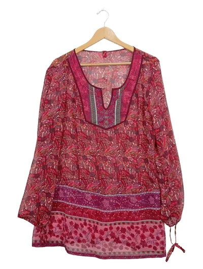 edc by Esprit Damen Bluse Tunika Ethno Boho Muster Rot Gr. L