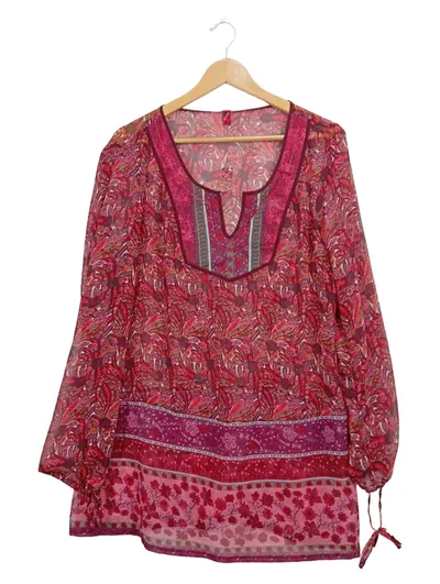 edc by Esprit Damen Bluse Tunika Ethno Boho Muster Rot Gr. L