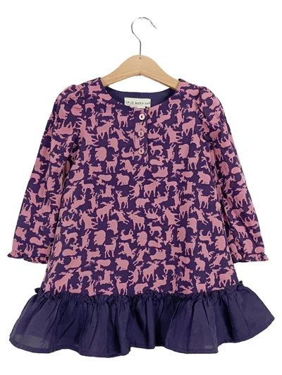 if it WeRe me Kinder Freizeitkleid Gr. 92 Lila Tiermuster Langarm Polyester