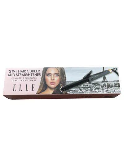 ELLE 2in1 Lockenstab Glätteisen Haarstyler Schwarz Haarglätter