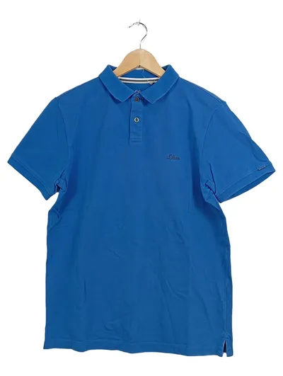 s.Oliver Herren Poloshirt Blau Gr. L Baumwolle Casual Kurzarm