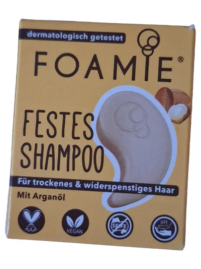 FOAMIE Festes Shampoo Arganöl trockenes widerspenstiges Haar 60g Vegan