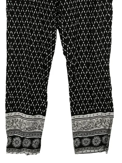 Zabaione Damen Hose Gr. 38 Schwarz Weiß Geometrisch Muster Boho