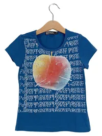 Carbone Kinder T-Shirt Gr. 122 Blau Flower Power Apfel Motiv Baumwolle 1