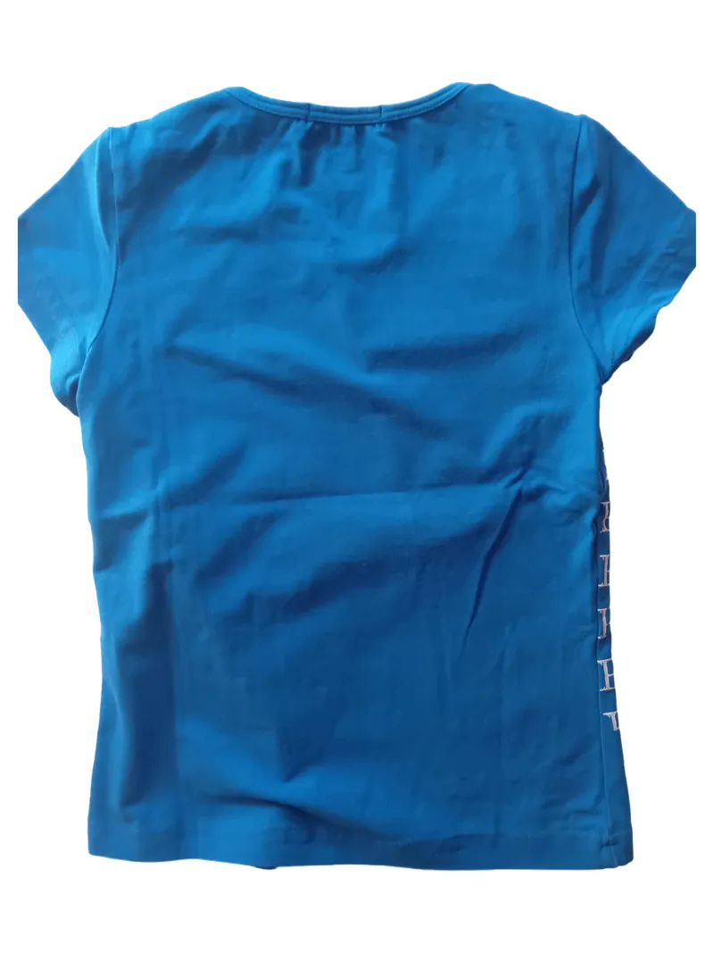 Carbone Kinder T-Shirt Gr. 122 Blau Flower Power Apfel Motiv Baumwolle 2