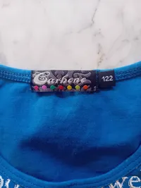 Carbone Kinder T-Shirt Gr. 122 Blau Flower Power Apfel Motiv Baumwolle 6