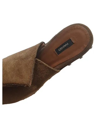 MANGO Keilabsatz Sandalen Damen Wedges Wildleder Nieten Gr. 38 Braun