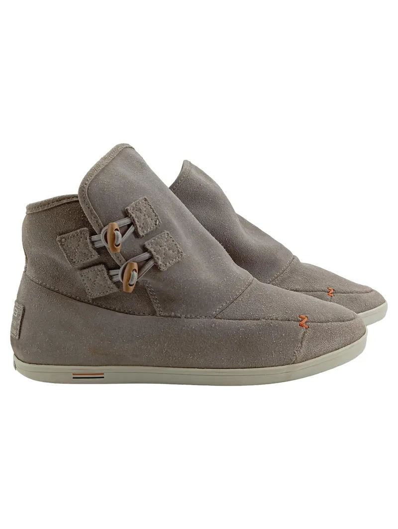 HUB Damen Hausschuhe Stiefeletten Wildleder Grau Gr. 37 Slip-On 1