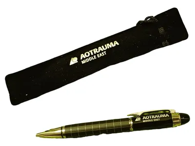 AO Trauma Kugelschreiber mit Samtbeutel Etui Middle East Schwarz Neu